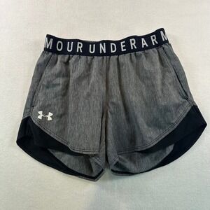 Under Armour Play Up 3.0 Twist Shorts Womens XS Gray Black Running Gym 1349125